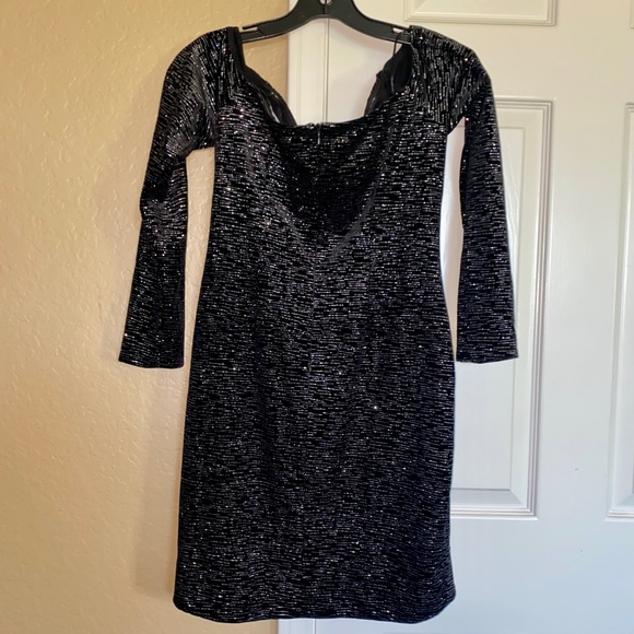 New Astr off shoulder black sparkle dress - Picture 6 of 7